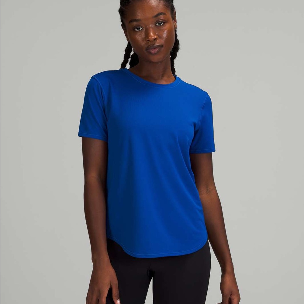 Lululemon High Neck Running and Training T Shirt Blue Women Size 2